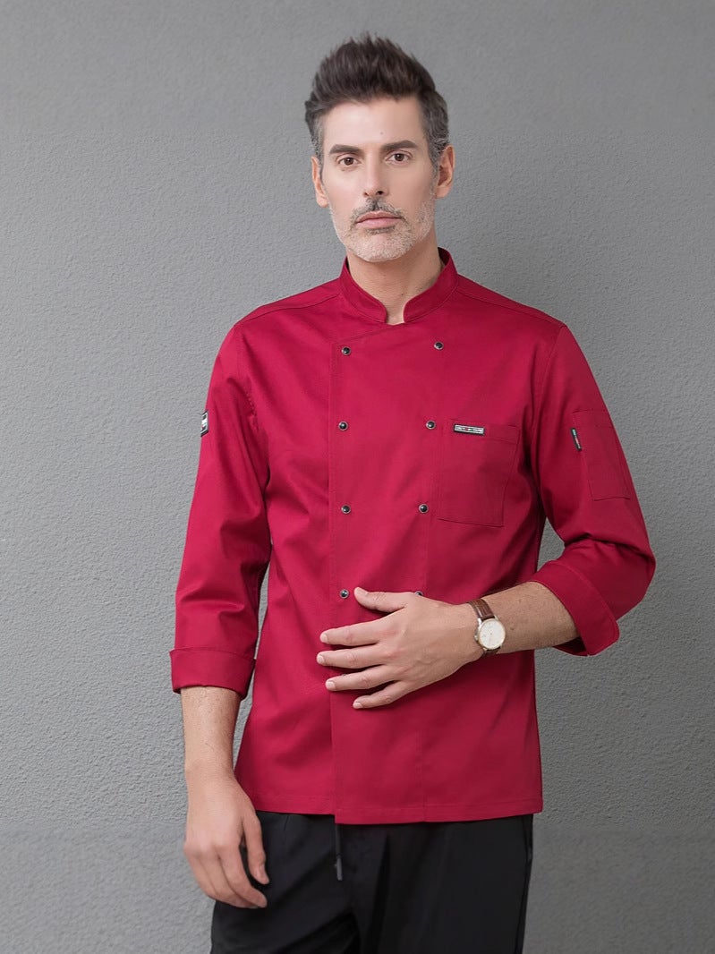 Chain El Catering Canteen Long-Sleeved Chef Uniform Custom Cake Milk Tea Shop Kitchen Three-Quarter Sleeve Work Clothes - Image 5